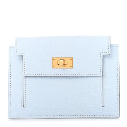 Hermes Chevre Mysore Kelly Pocket Compact Wallet Bleu Brume 1 of 7