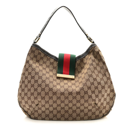 Gucci Monogram Large New Ladies Web Hobo Dark Brown 1 of 13