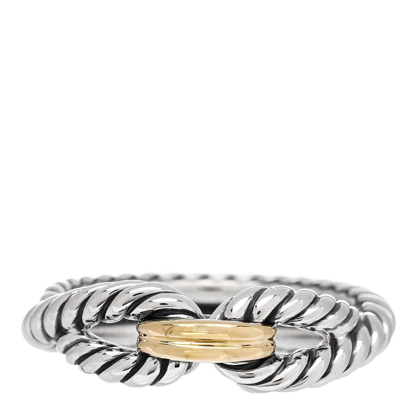 Sterling Silver 18K Yellow Gold Cable Loop Ring 56 7.5
