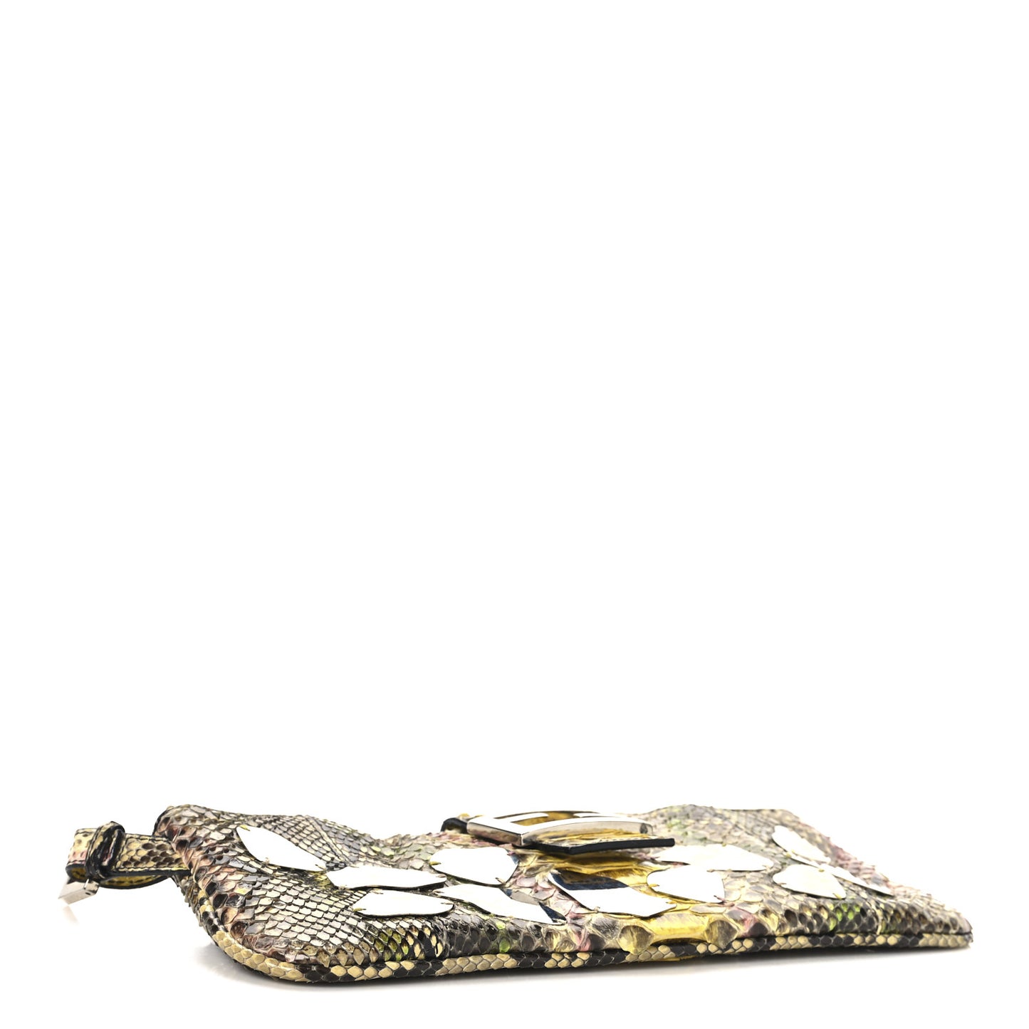 Snakeskin Mirror Baguette Shoulder Bag