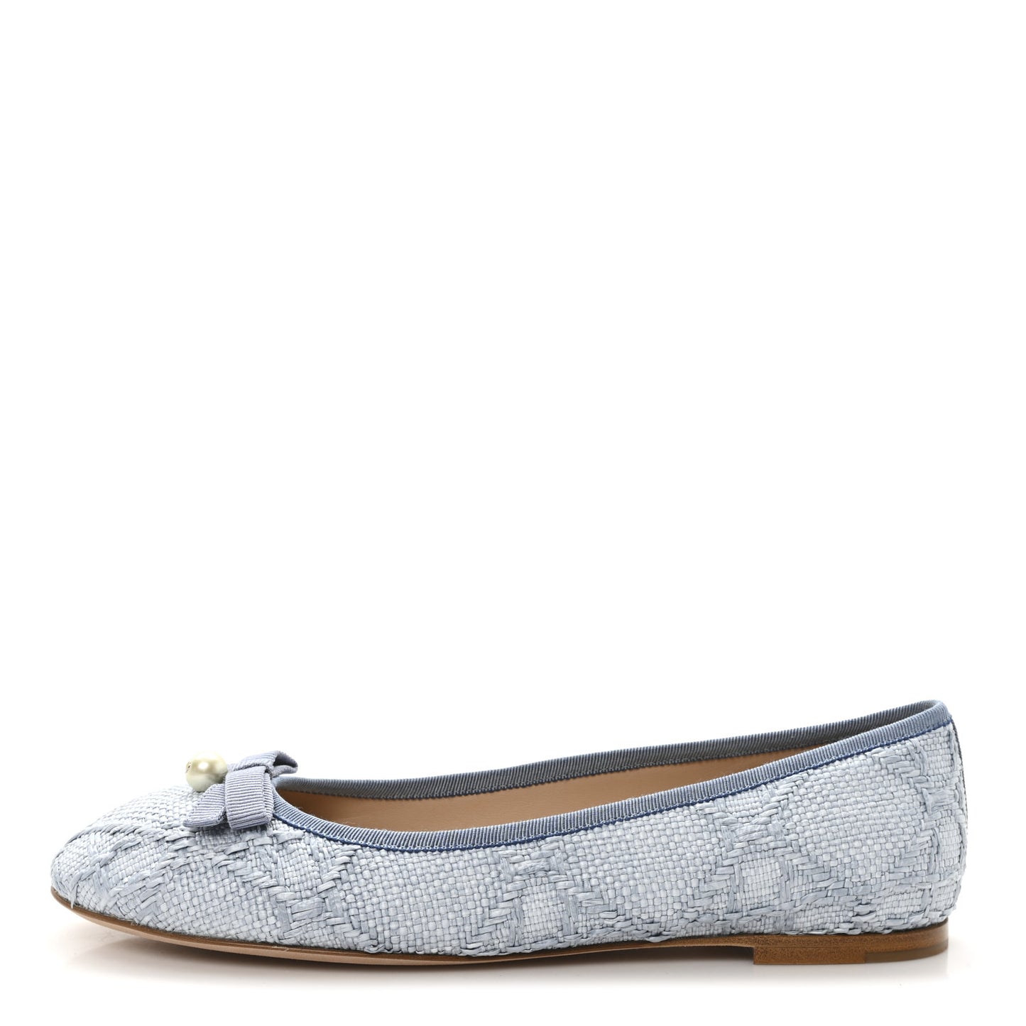 Raffia Cannage Ballet Flat 39.5 Bleu Pastel