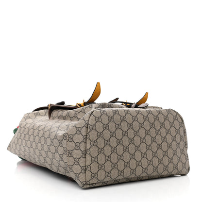 Gucci Soft GG Supreme Monogram Neo Vintage Double Buckle Backpack Beige New Acero Crop 4 of 10