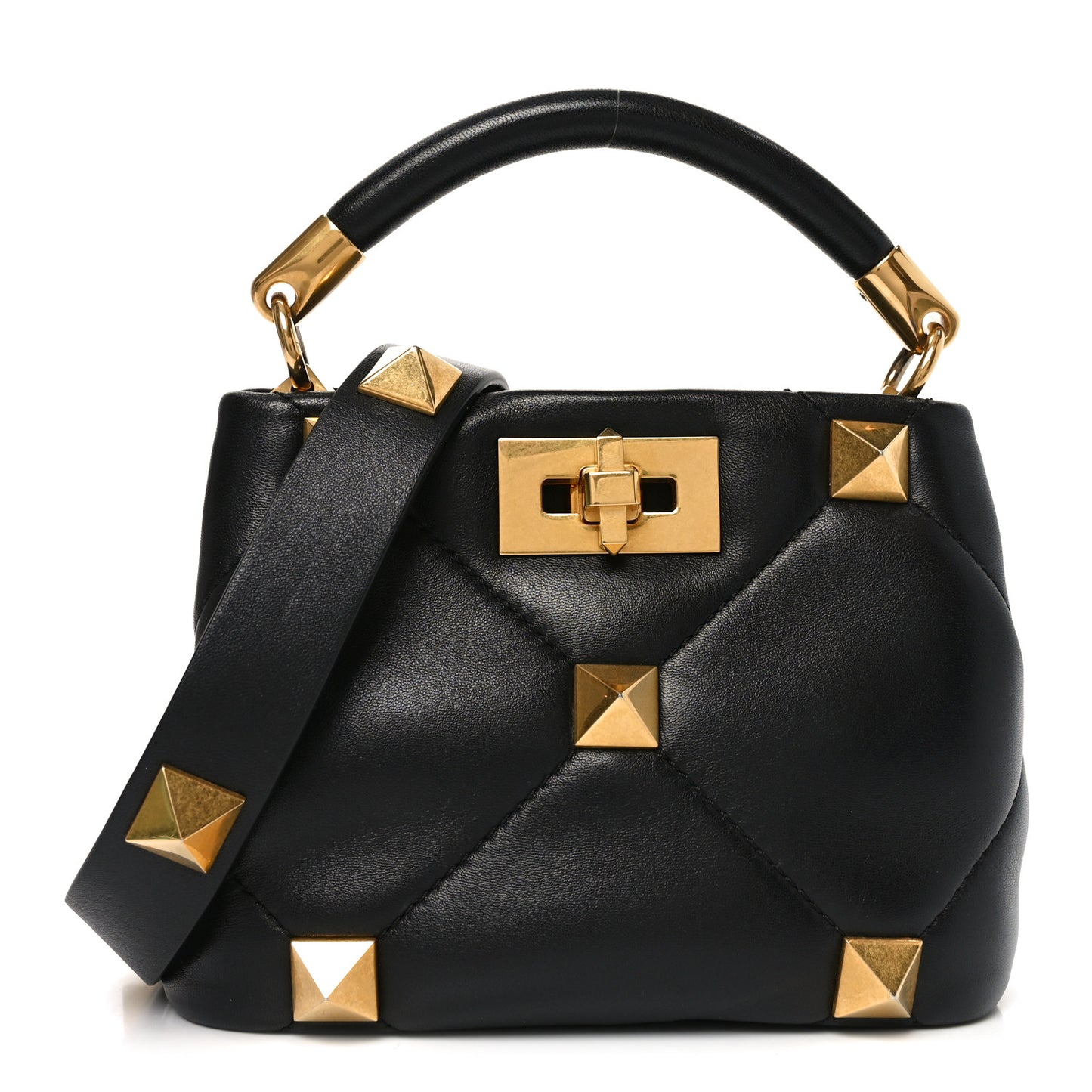 Nappa Mini Roman Stud The Handle Bag Black