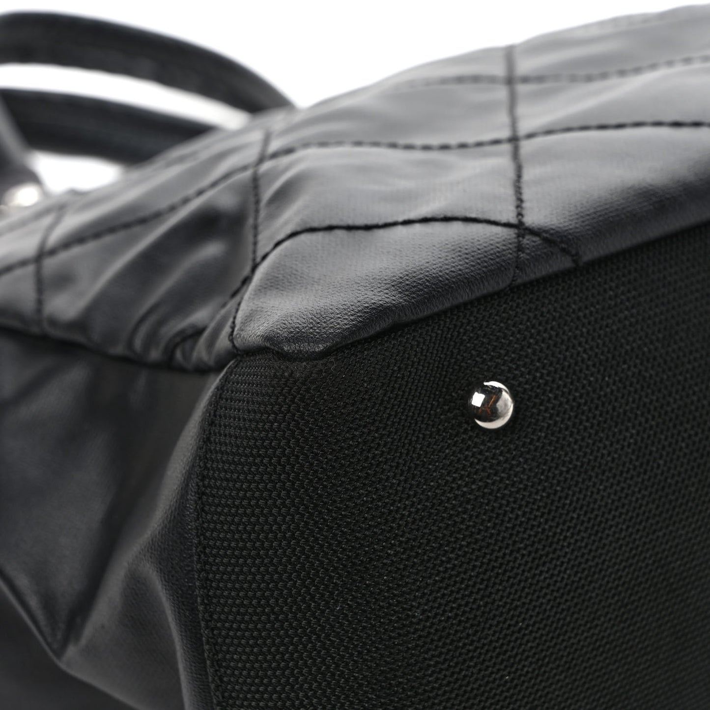Coated Canvas Quilted Large Paris Biarritz Tote Black