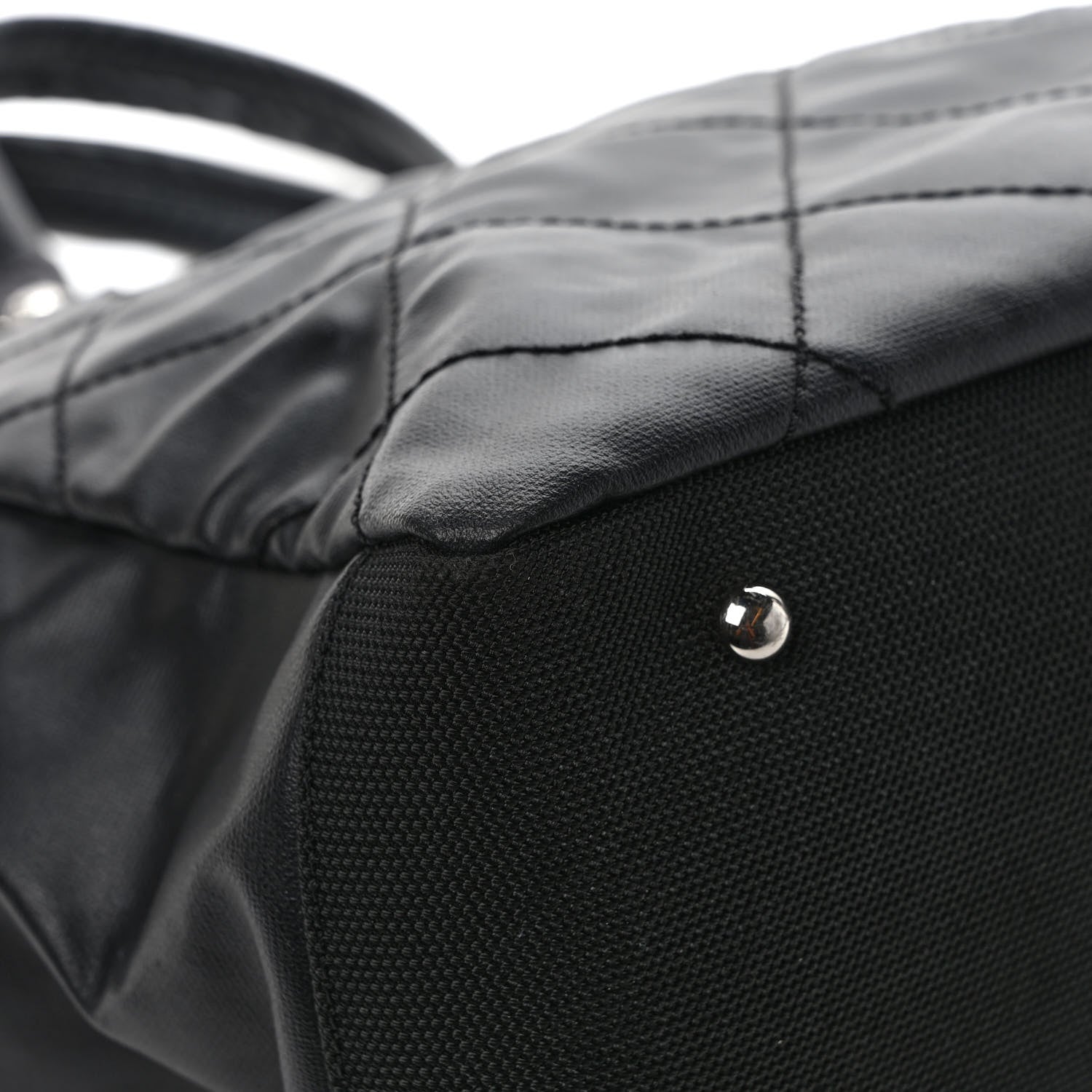 Chanel Coated Canvas Quilted Large Paris Biarritz Tote Black 9 of 10