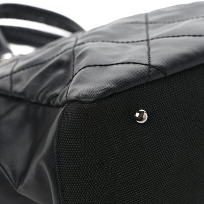 Chanel Coated Canvas Quilted Large Paris Biarritz Tote Black 9 of 10