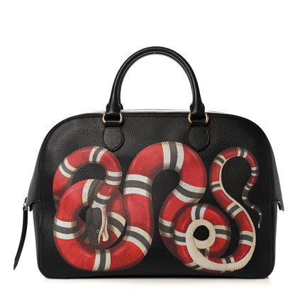 Gucci Calfskin Kingsnake Print Duffle Black 1 of 17