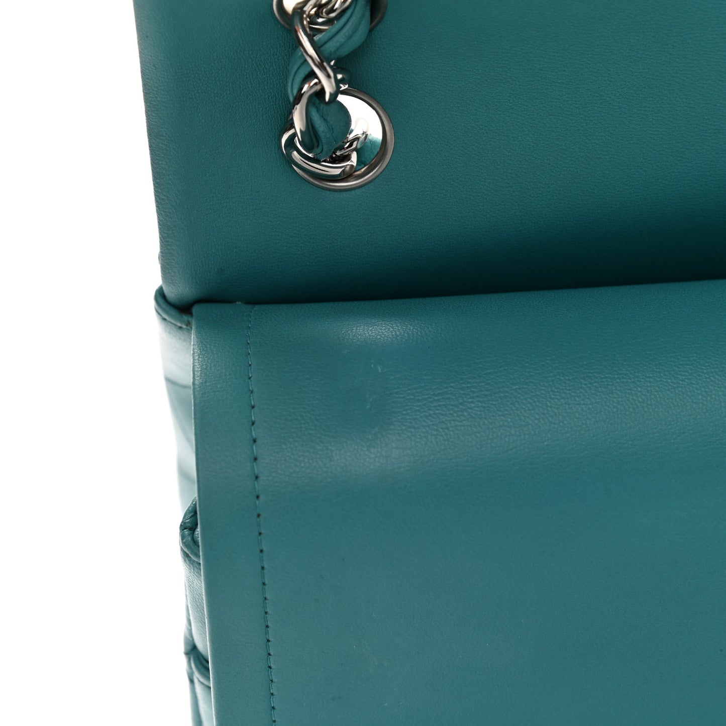 Lambskin Quilted Jumbo Double Flap Turquoise