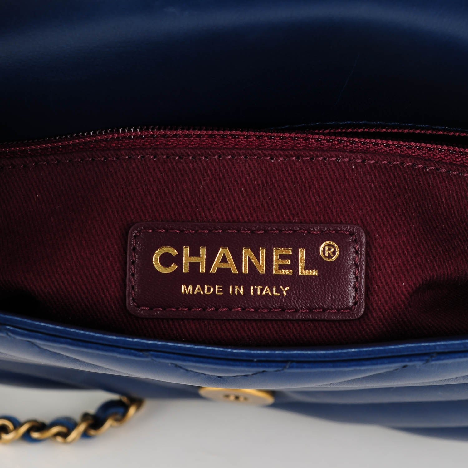 Chanel Lambskin Chevron Quilted Mini Pyramid CC Flap Navy Blue 6 of 7
