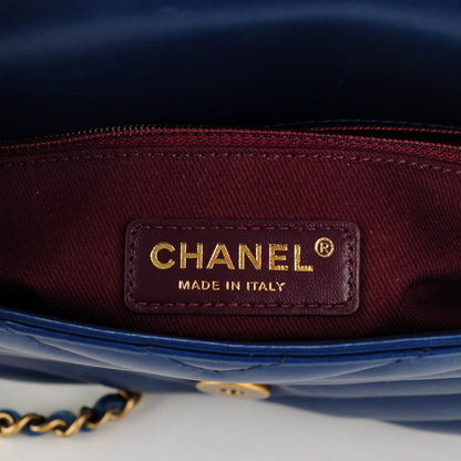 Chanel Lambskin Chevron Quilted Mini Pyramid CC Flap Navy Blue 6 of 7