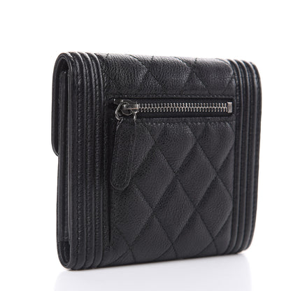 Chanel Calfskin Quilted Compact Boy Wallet Black 3 of 8