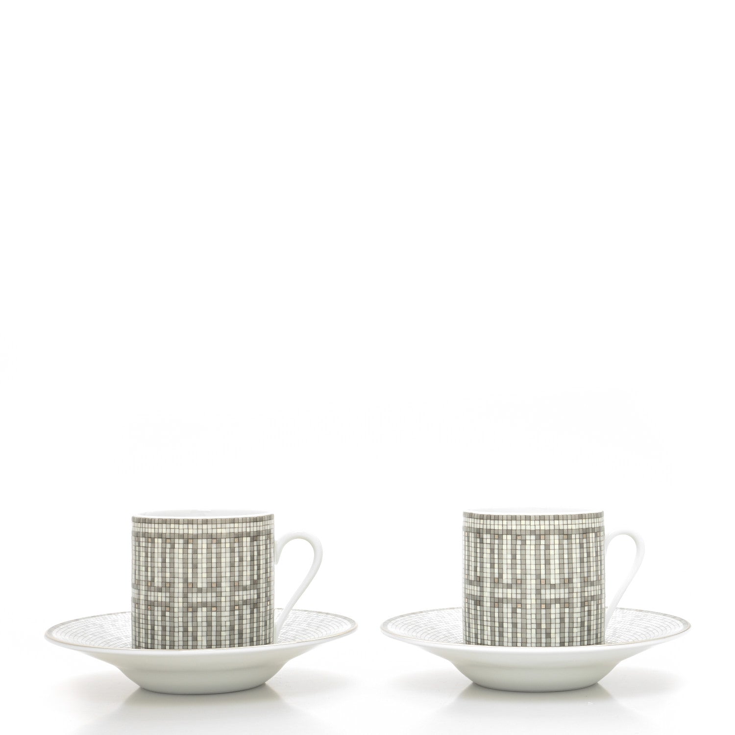 Hermes Porcelain Mosaique au 24 Coffee Cup and Saucer Set of 2 3 of 10