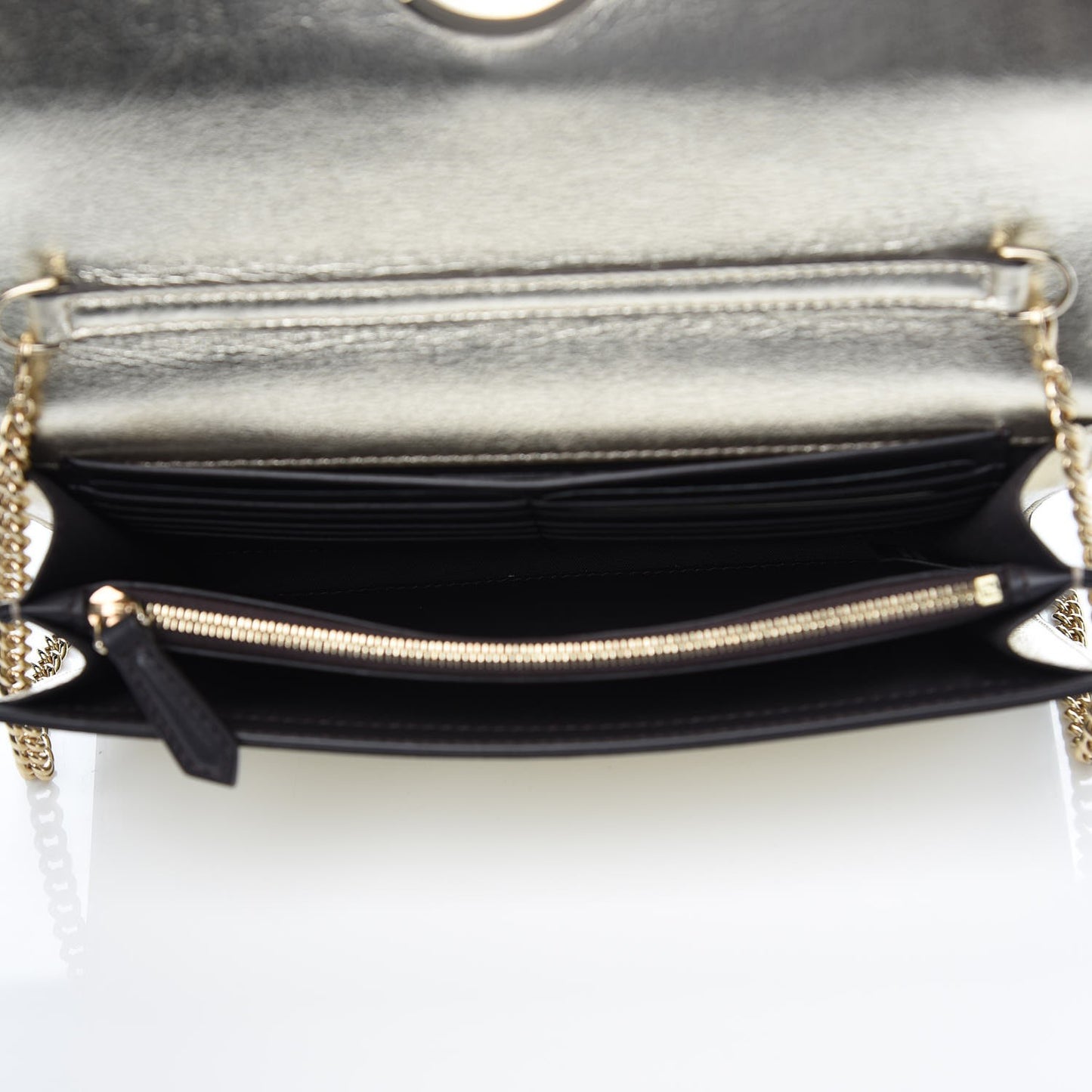Vitello Catalan Mirror F is Fendi Wallet on Chain Champagne