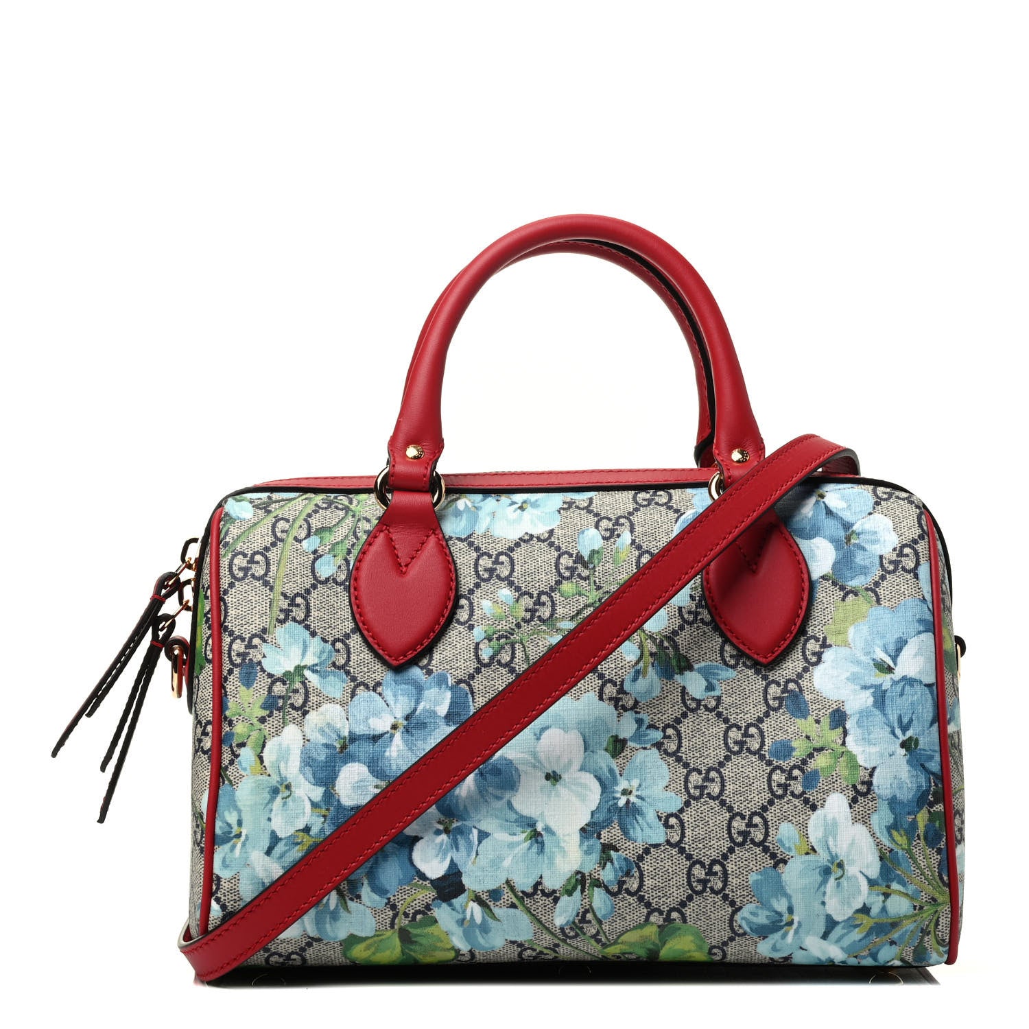 Gucci GG Supreme Monogram Blooms Small Boston Beige Blue Navy Hibiscus Red 1 of 3
