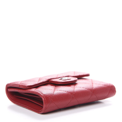 Chanel Caviar Quilted Compact Flap Wallet Dark Red 4 of 9