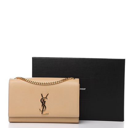 Saint Laurent Grain De Poudre Medium Monogram Kate Satchel Nude Powder 10 of 10