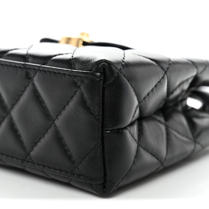 Chanel Shiny Aged Calfskin Quilted Nano Kelly Shopper Black Black 10 of 11