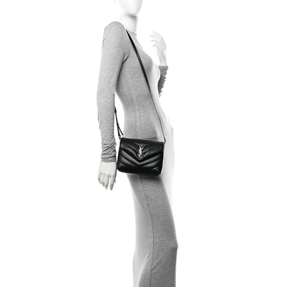 Saint Laurent Calfskin Y Quilted Monogram Toy Loulou Crossbody Bag Black 2 of 14