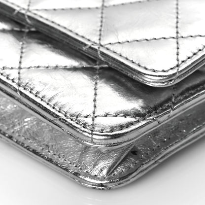 Chanel Metallic Aged Calfskin Quilted Reissue Wallet On Chain WOC Silver 9 of 10