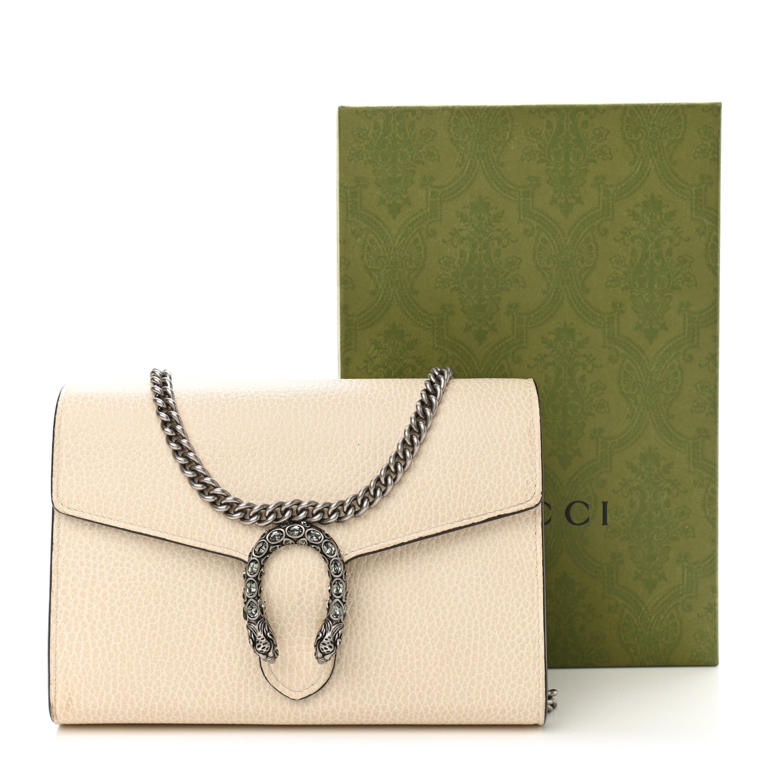 Gucci Dollar Calfskin Mini Dionysus Chain Wallet Mystic White 12 of 12