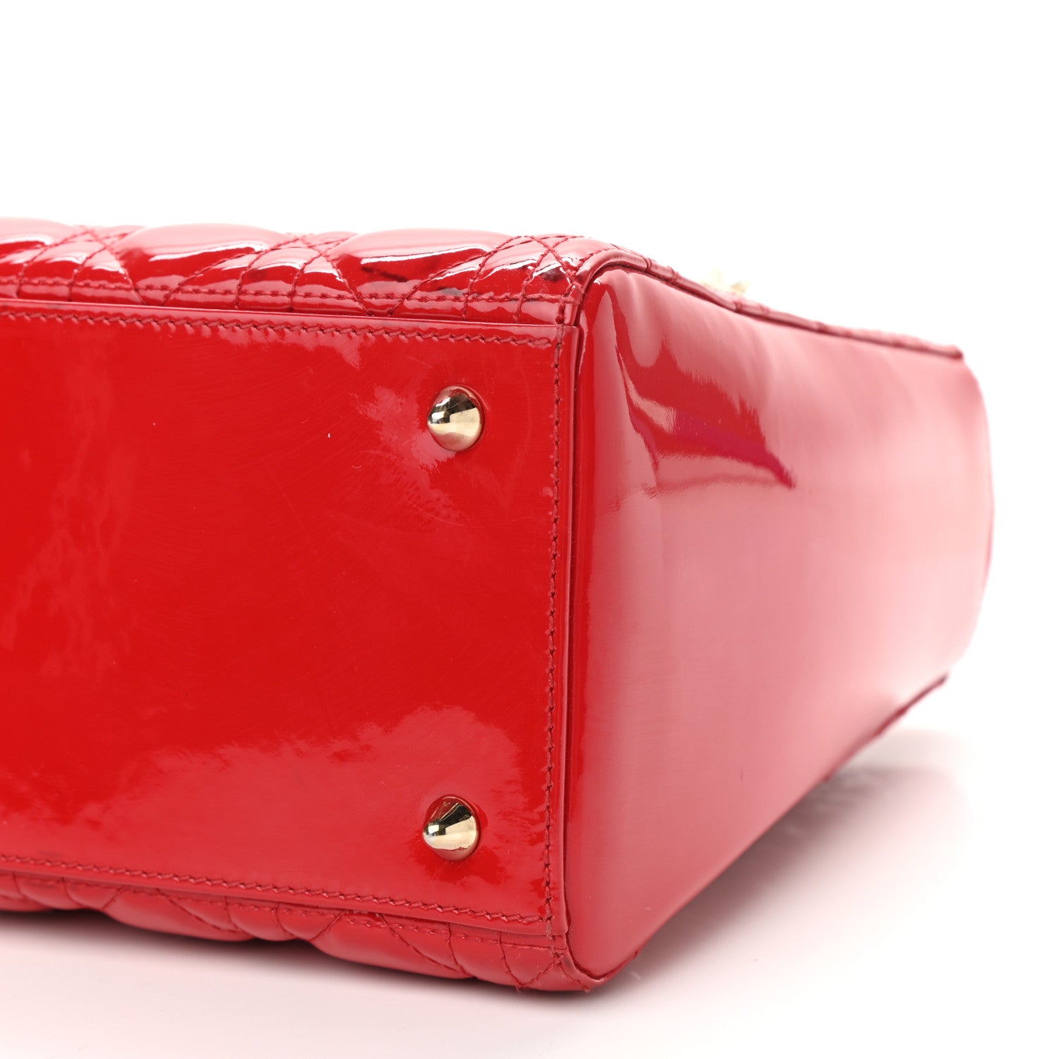 Christian Dior Patent Cannage Medium Lady Dior Red 10 of 17