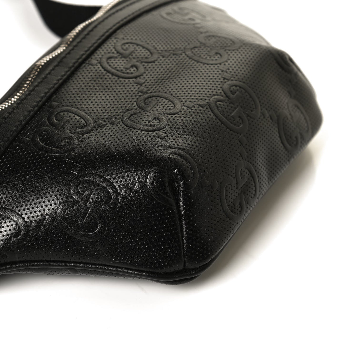 Calfskin GG Tennis Embossed Belt Bag Black