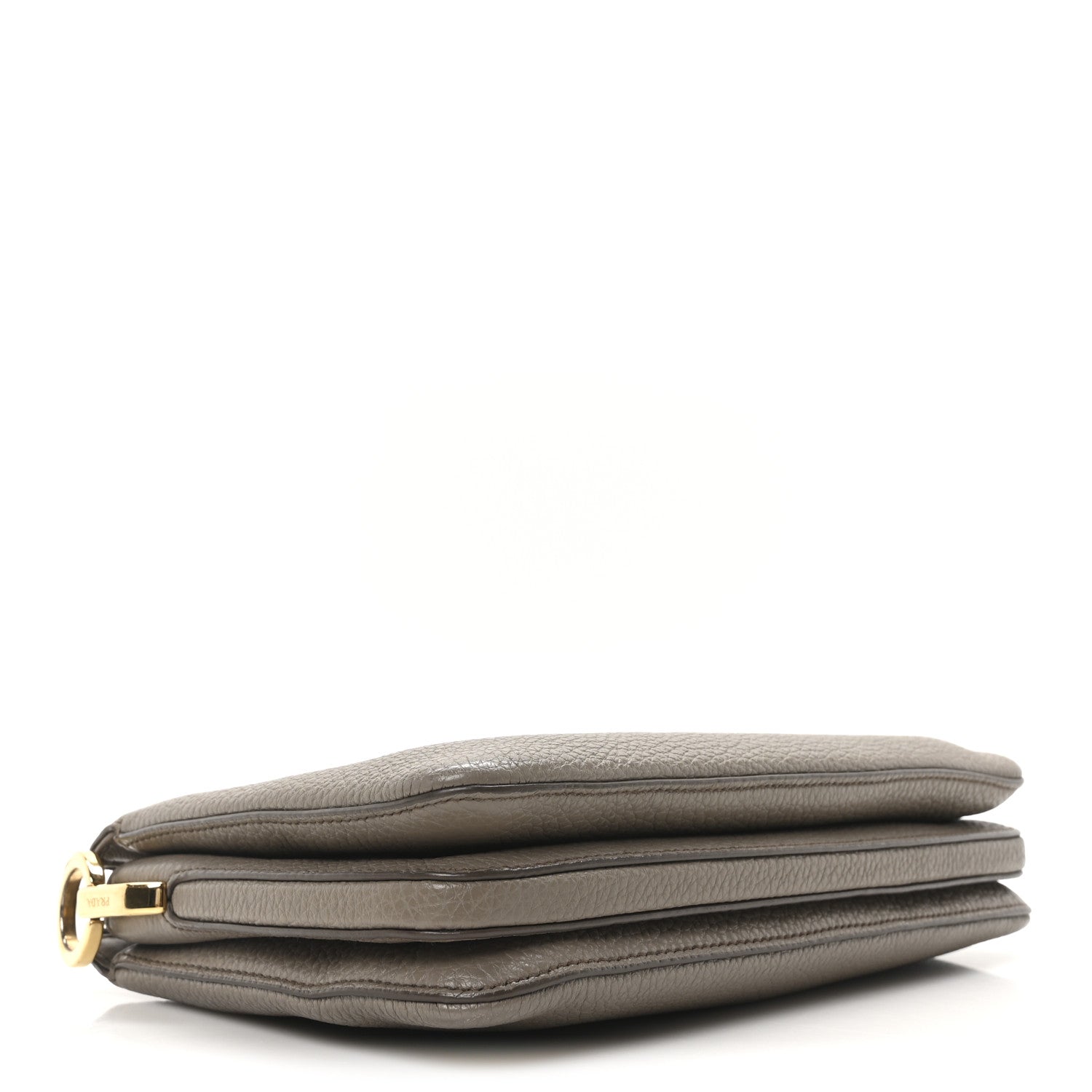 Prada Vitello Daino Soft Mini Zippered Shoulder Bag Clay Grey