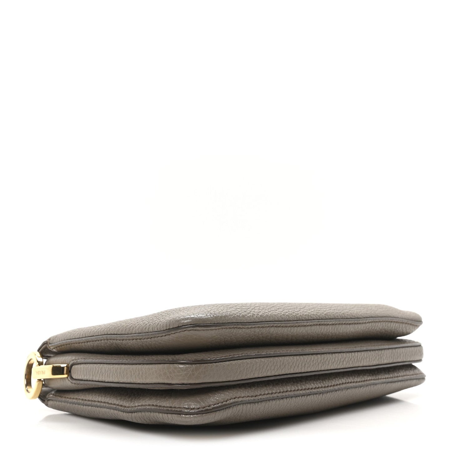 Vitello Daino Soft Mini Zippered Shoulder Bag Clay Grey