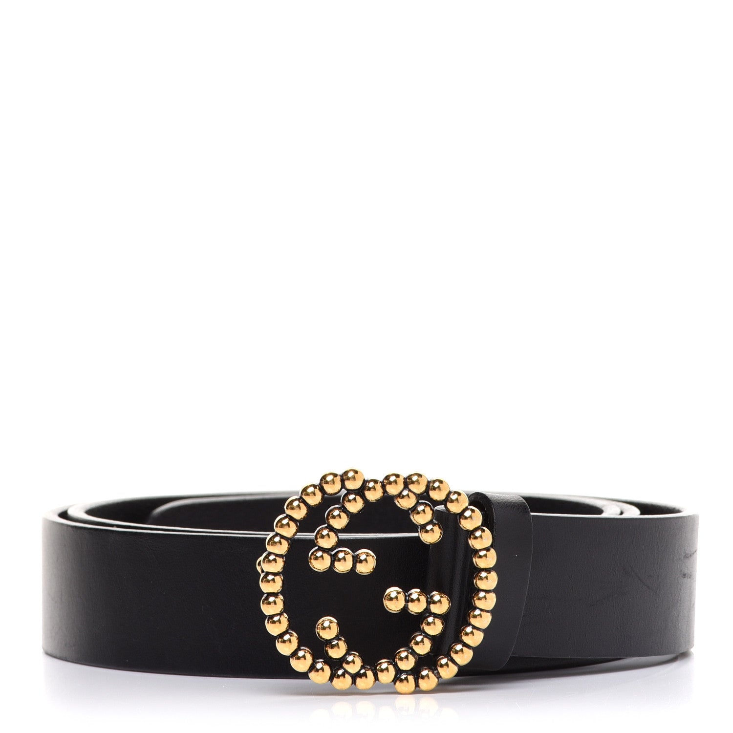 Gucci Margaux Calfskin Studded Interlocking G 30mm Belt 90 36 Black 1 of 6