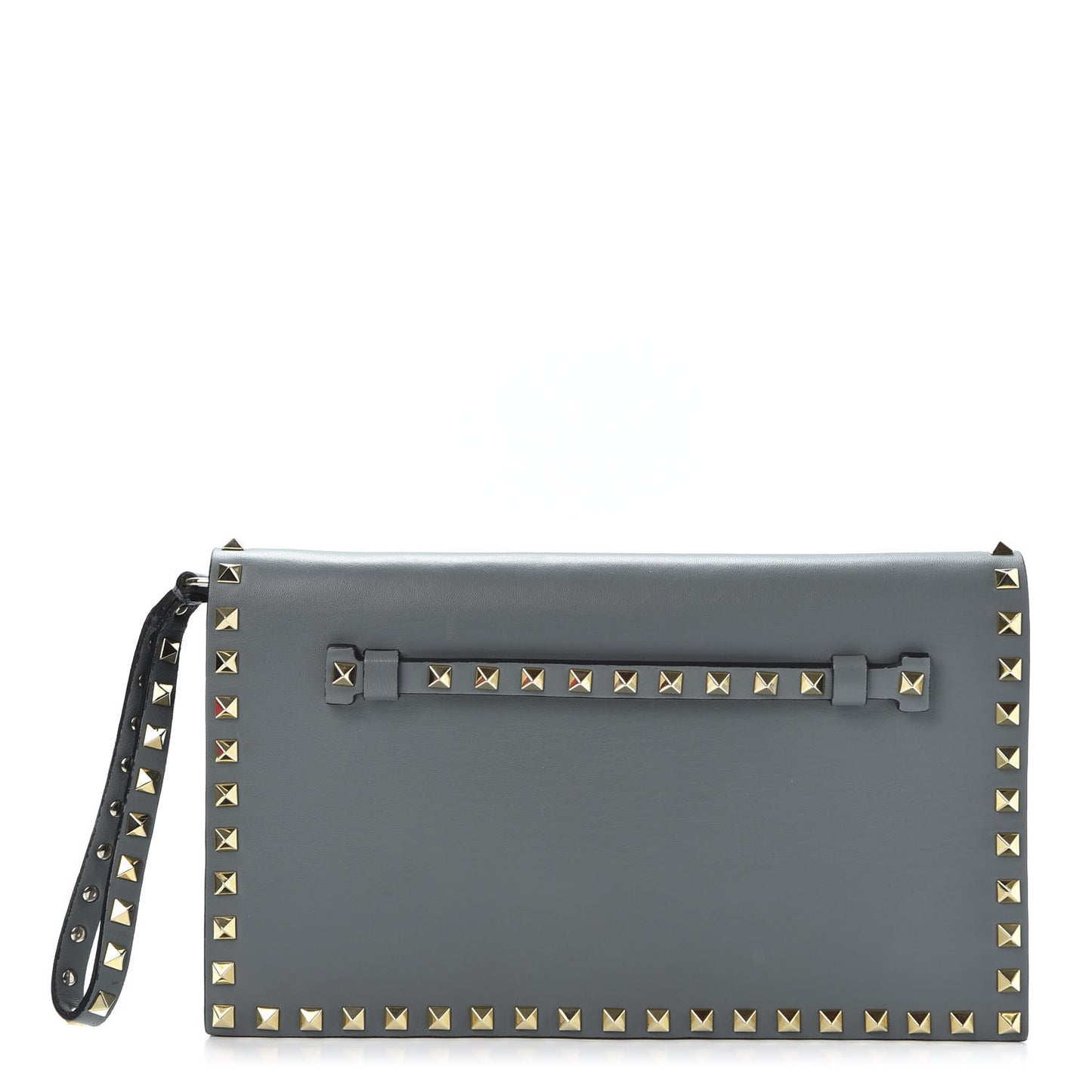 Nappa Rockstud Wristlet Clutch Grey
