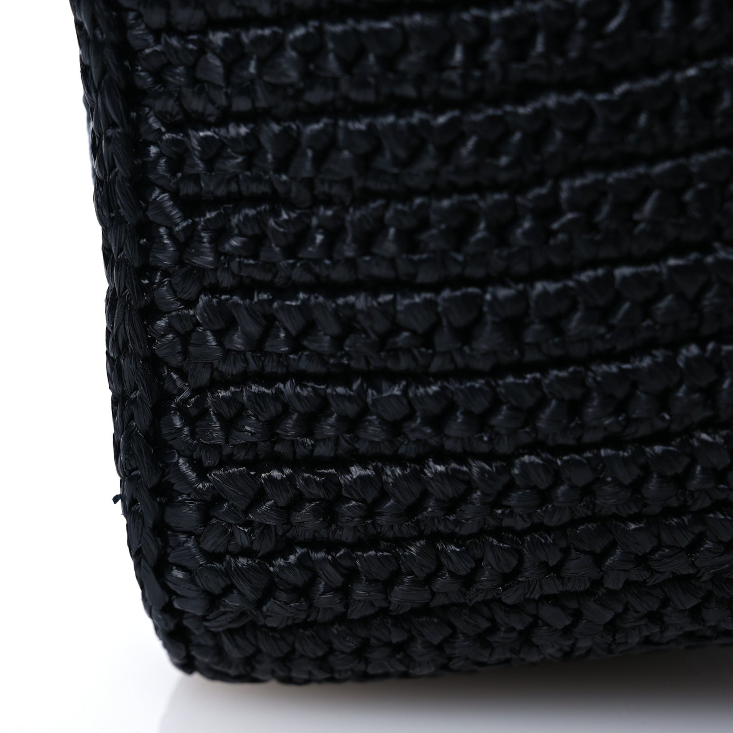 Yarn Raffia Effect Crochet Triangle Shoulder Bag Black