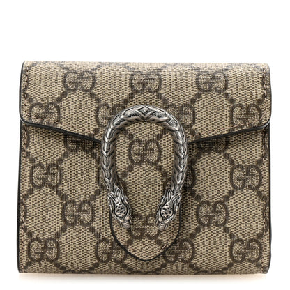 Gucci GG Supreme Monogram Dionysus Card Case Wallet Beige Taupe Beige Taupe 1 of 7