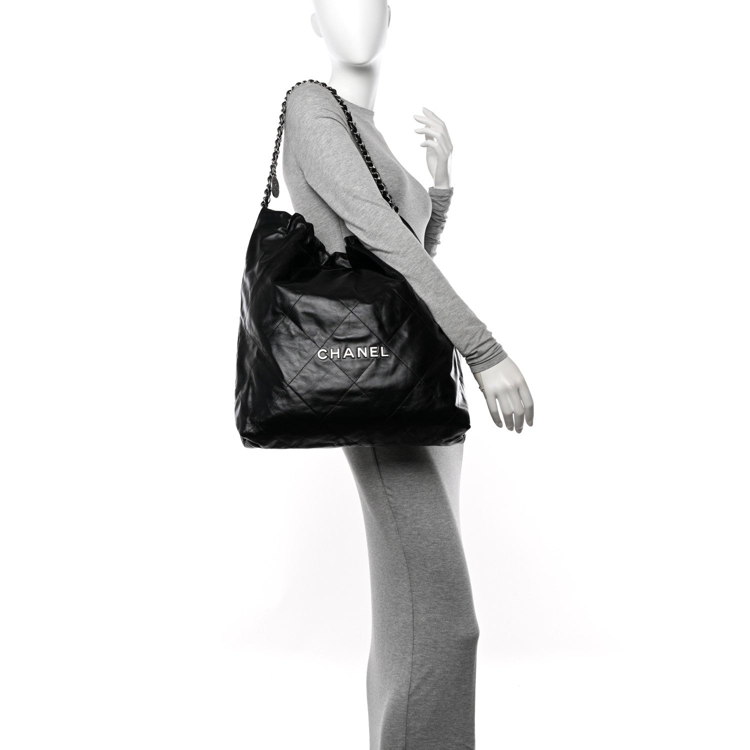 Chanel Shiny Calfskin Quilted Large Chanel 22 Black 2 of 12