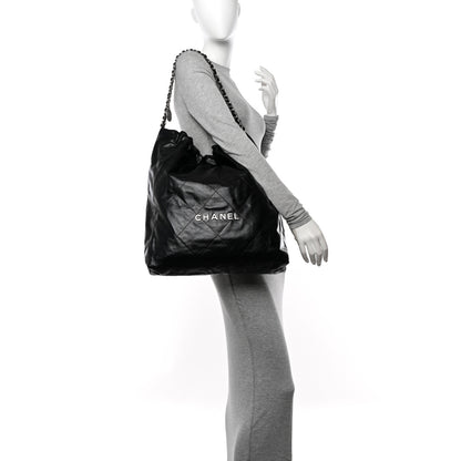 Chanel Shiny Calfskin Quilted Large Chanel 22 Black 2 of 12