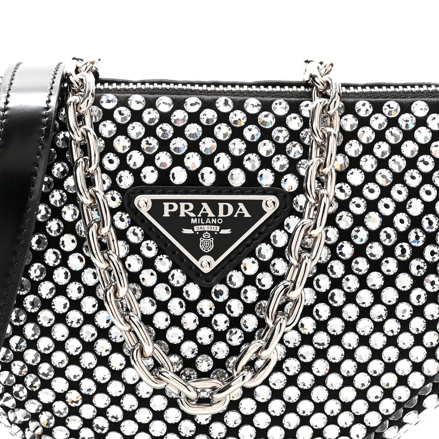 Prada Satin Crystal Triangle Crossbody Pouch Cristal 8 of 10