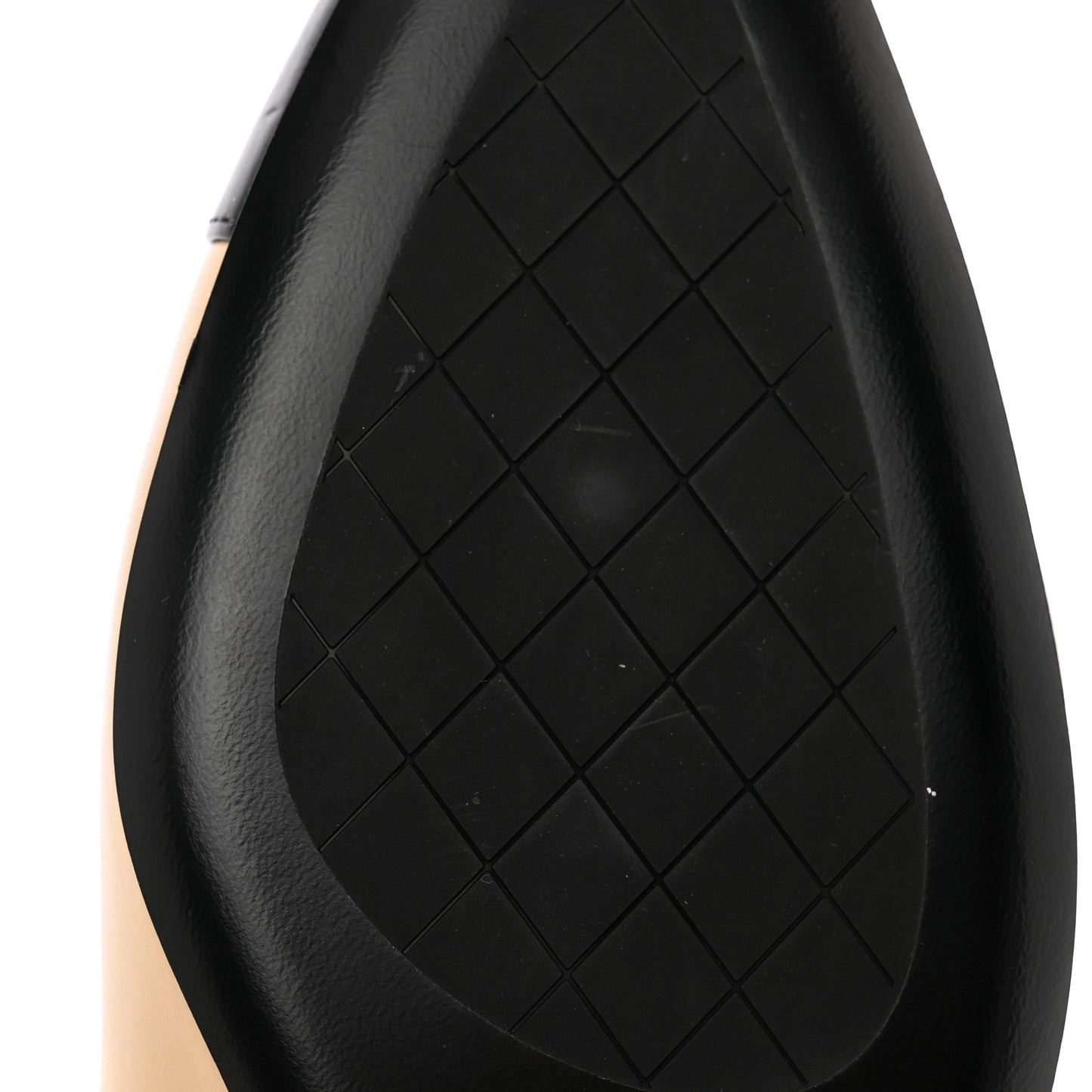 Lambskin Cap Toe Ballerina Flats 36 Beige Black