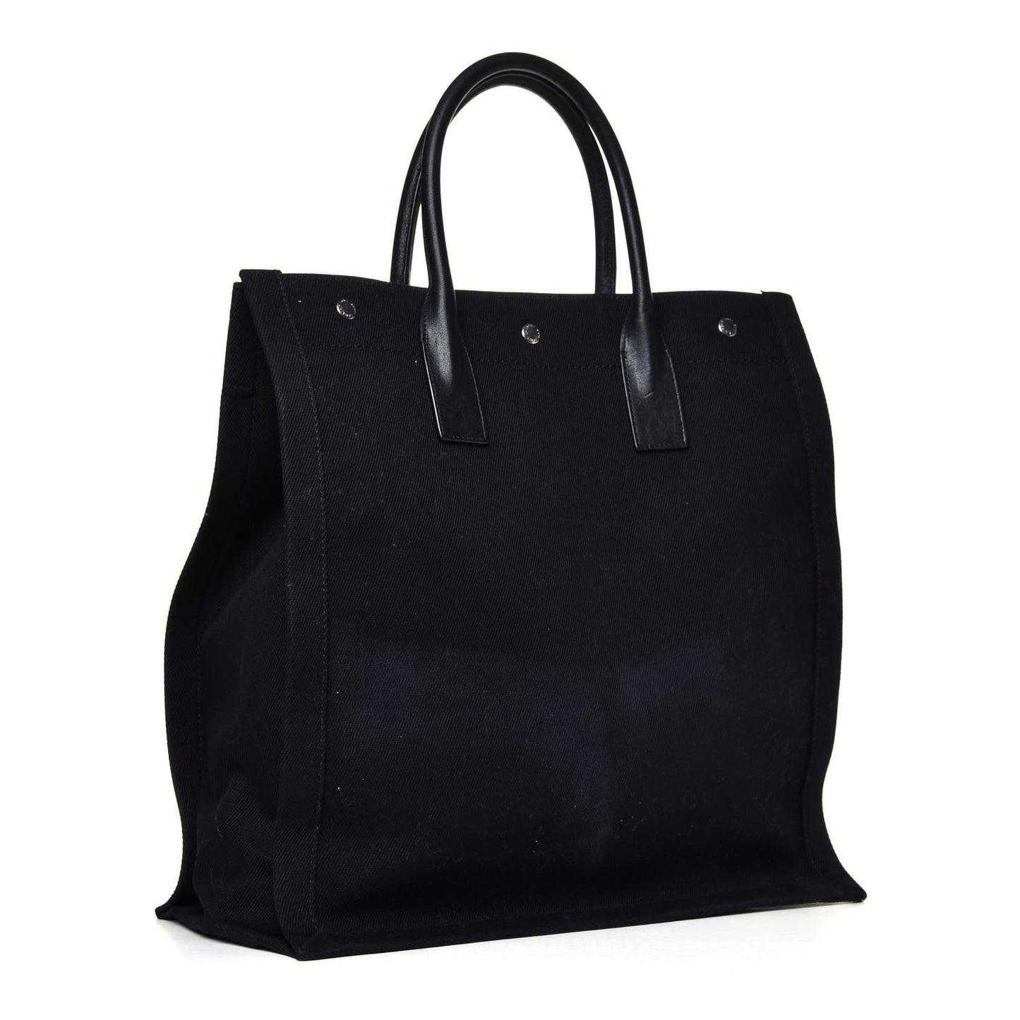 Linen Calfskin Rive Gauche North South Tote Black