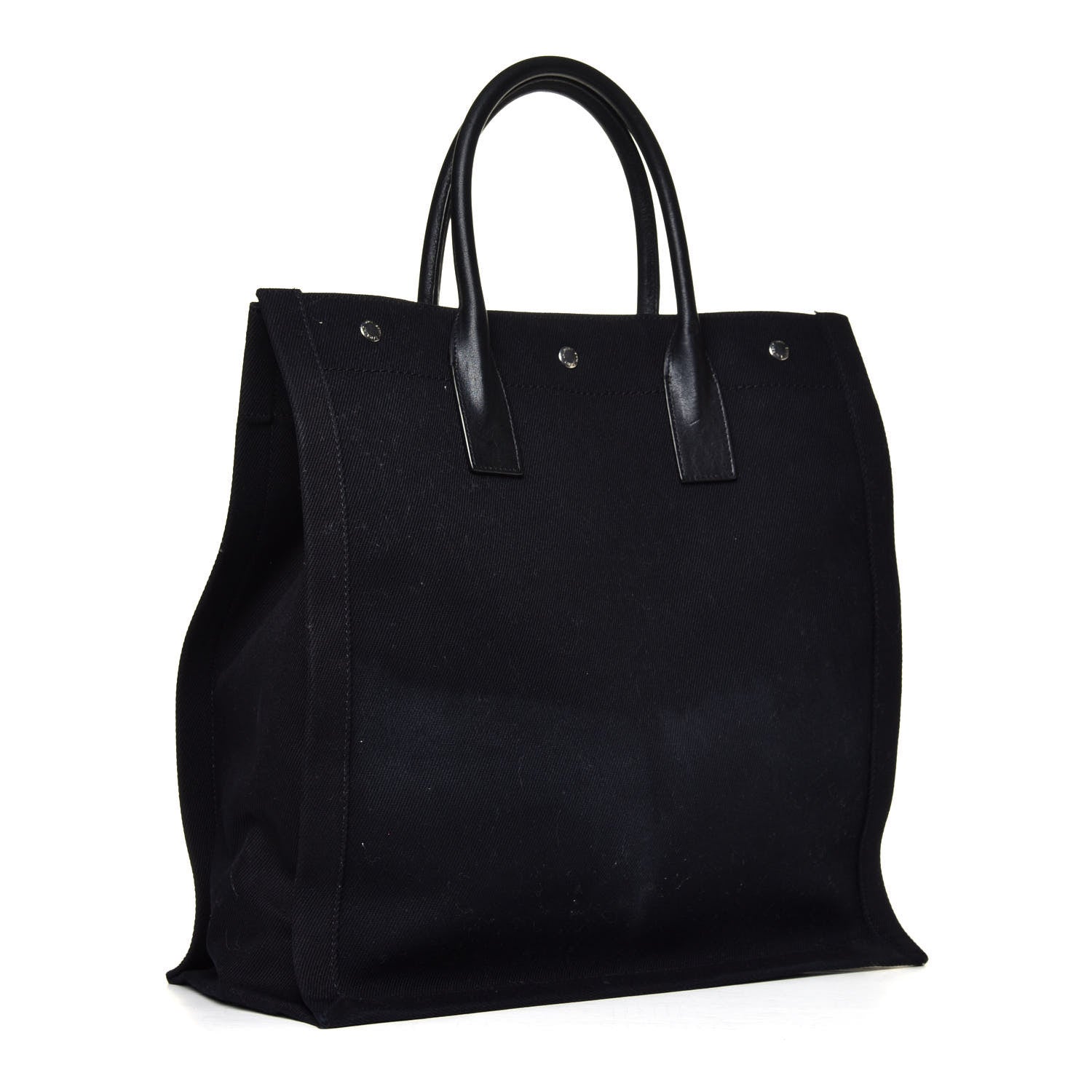 Saint Laurent Linen Calfskin Rive Gauche North South Tote Black 2 of 5