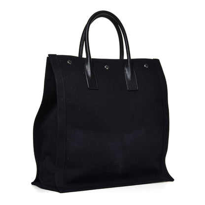 Saint Laurent Linen Calfskin Rive Gauche North South Tote Black 2 of 5