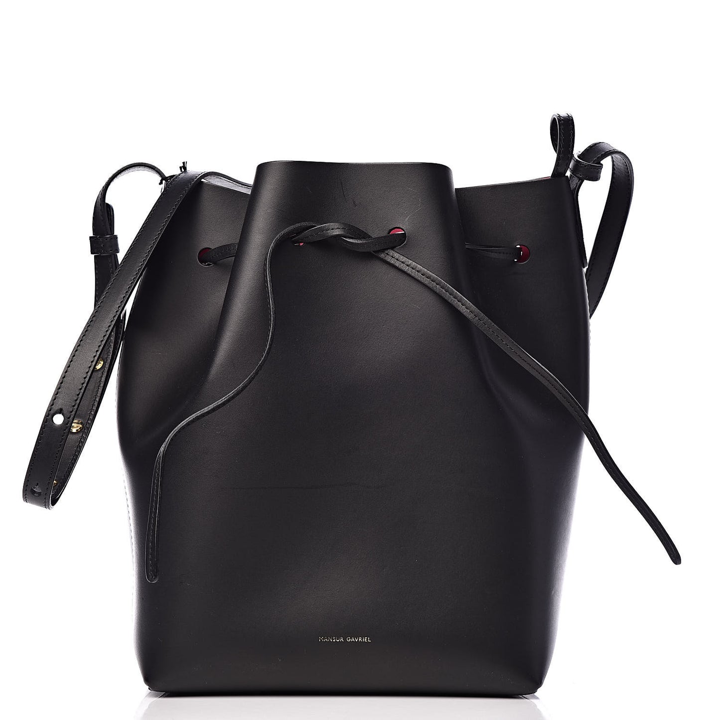 Vegetable Tanned Calfskin Bucket Bag Black Dolly