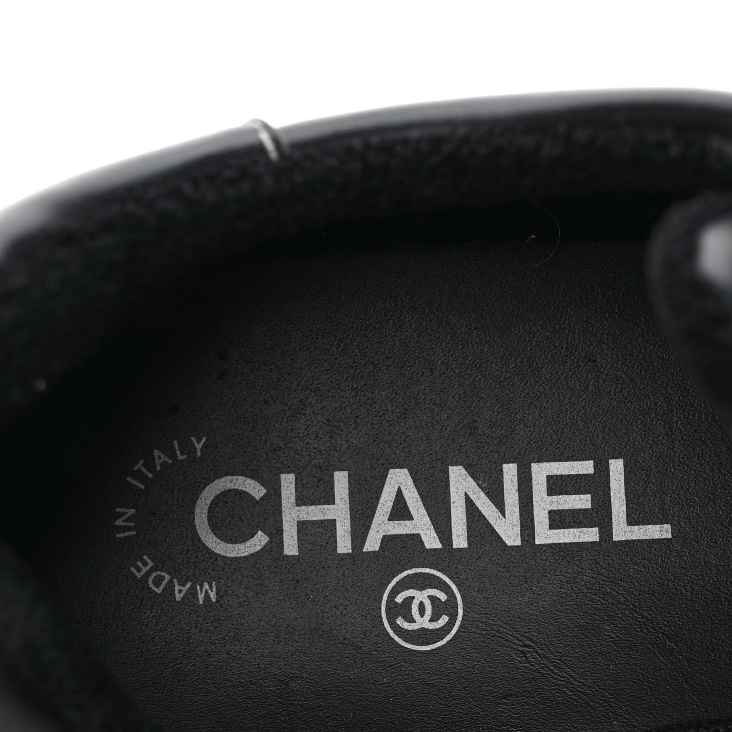 Chanel Calfskin Womens Logo Sneakers 39.5 Black White 8 of 9