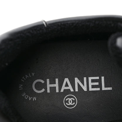 Chanel Calfskin Womens Logo Sneakers 39.5 Black White 8 of 9