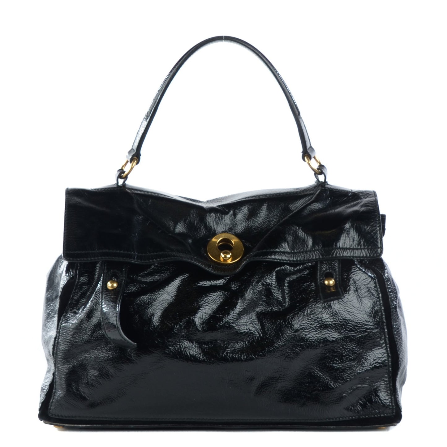 Patent Calfskin Large Muse Two Black