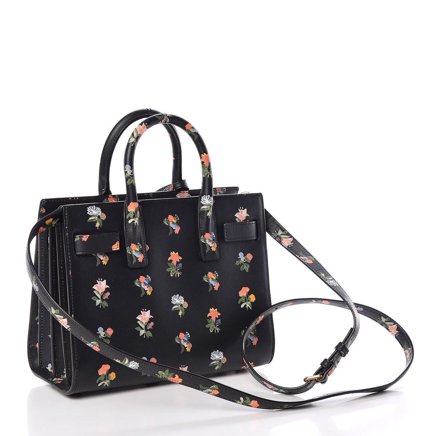Calfskin Prairie Printed Nano Sac De Jour Black