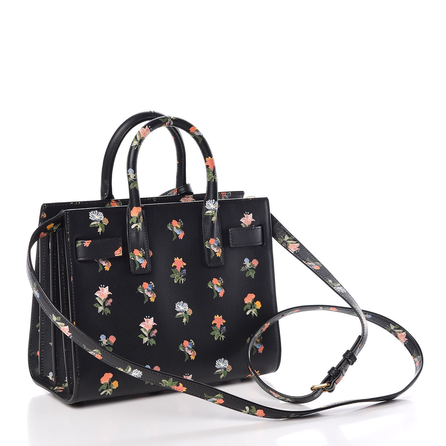 Saint Laurent Calfskin Prairie Printed Nano Sac De Jour Black 3 of 8