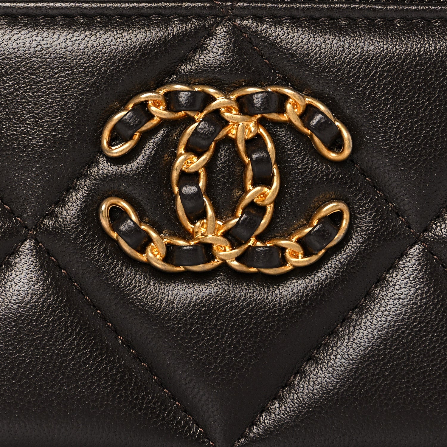 Chanel Lambskin Quilted Chanel 19 Card Holder Dark Brown 8 of 11