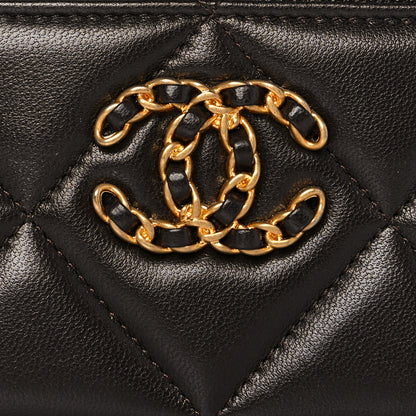 Chanel Lambskin Quilted Chanel 19 Card Holder Dark Brown 8 of 11