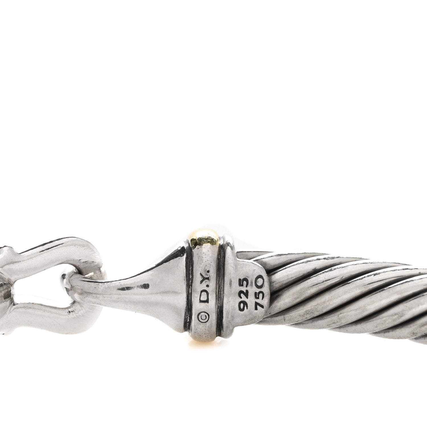 David Yurman Sterling Silver 18K Yellow Gold 5mm Cable Classic Buckle Bracelet 3 of 3