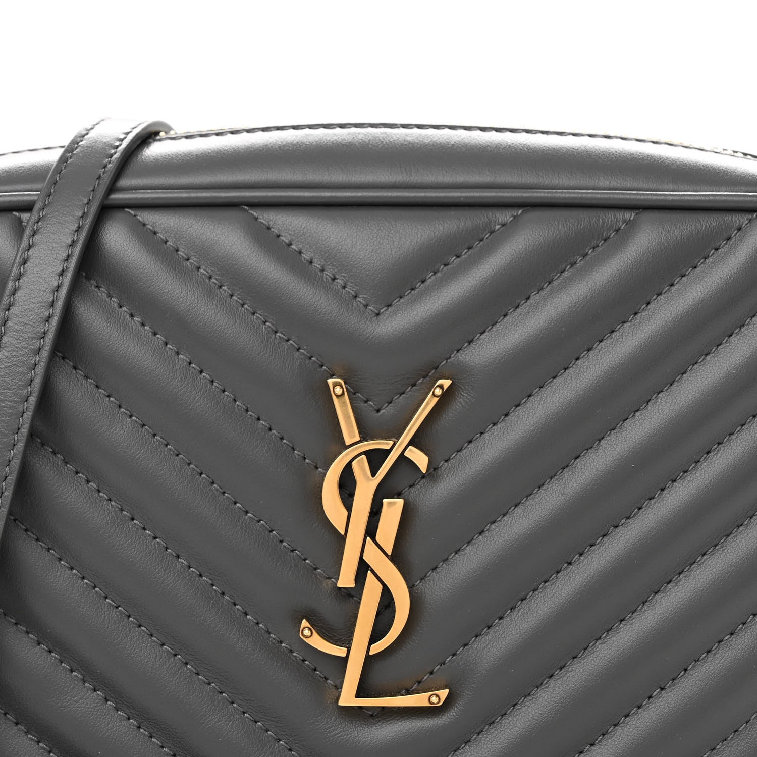 Saint Laurent Calfskin Matelasse Monogram Lou Camera Bag Storm 8 of 12