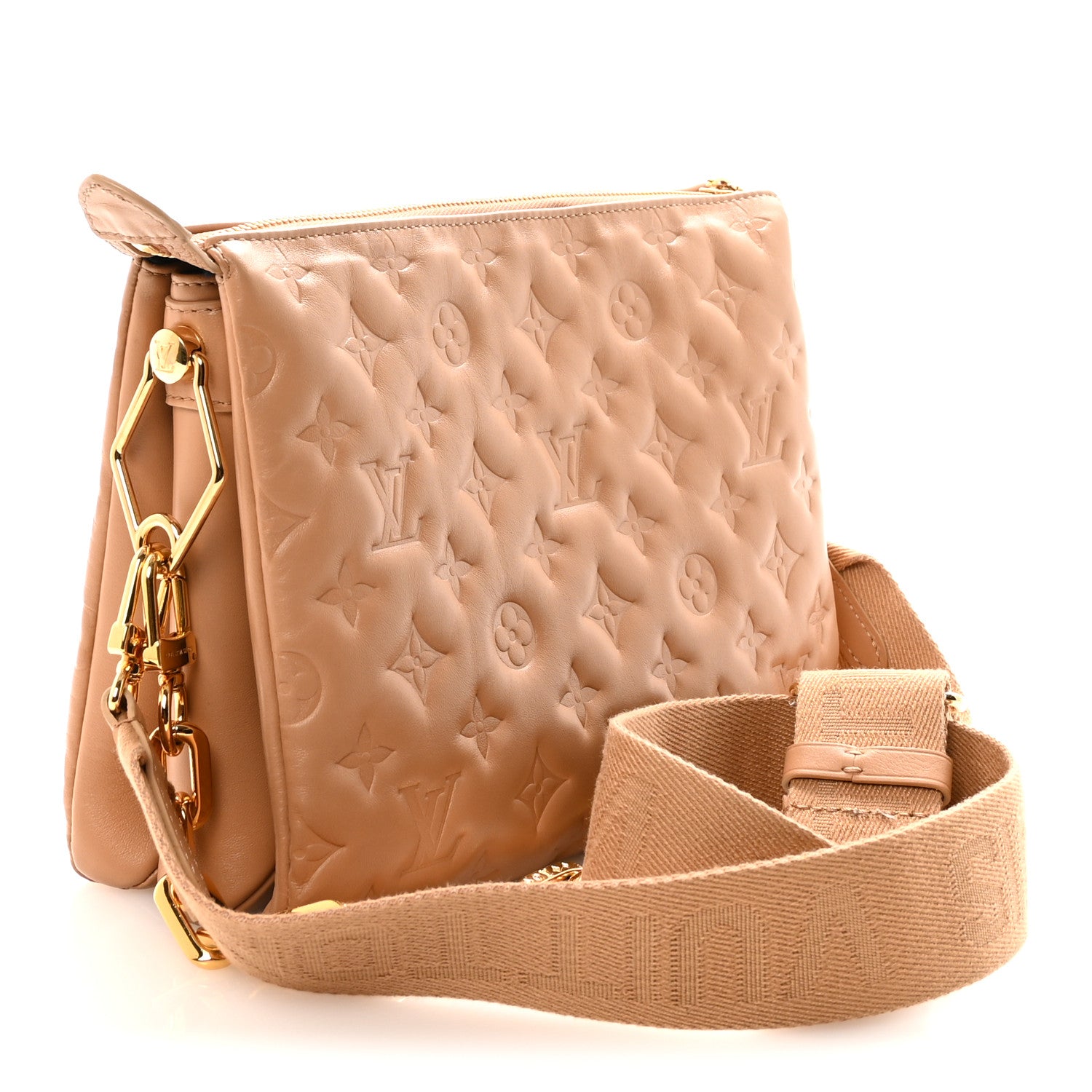 Louis Vuitton Lambskin Embossed Monogram Coussin PM Camel 3 of 9